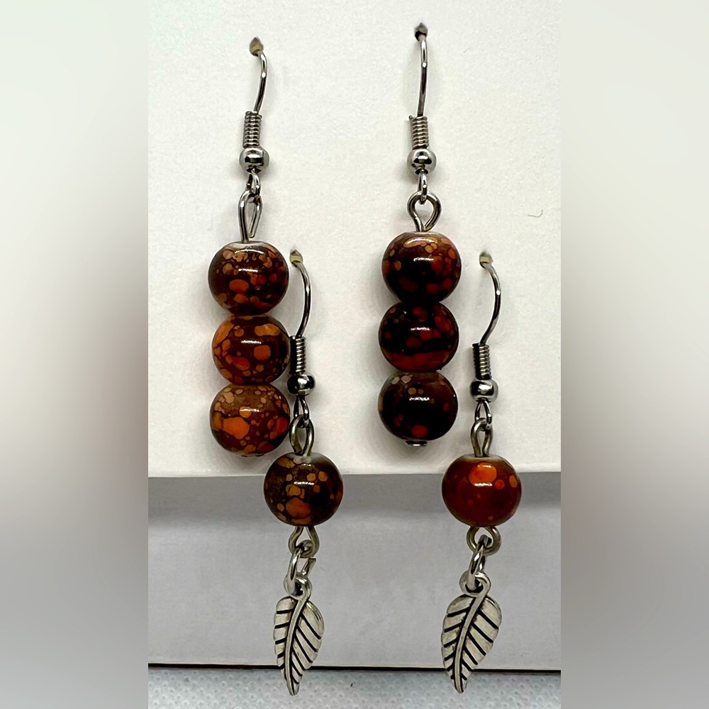 Handmade earrings 2 sets leaf design